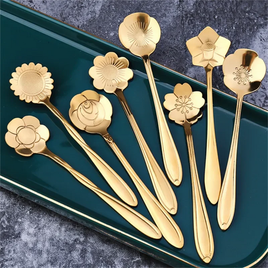 Golden Flower Spoon Set