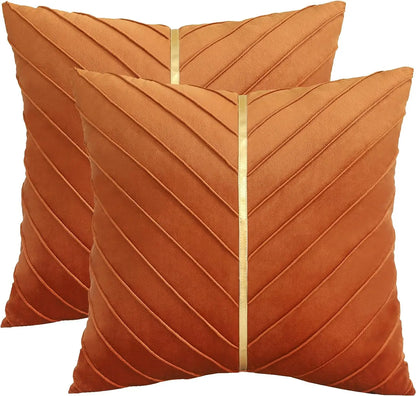 2x Velvet Gold Lined Cushion Covers