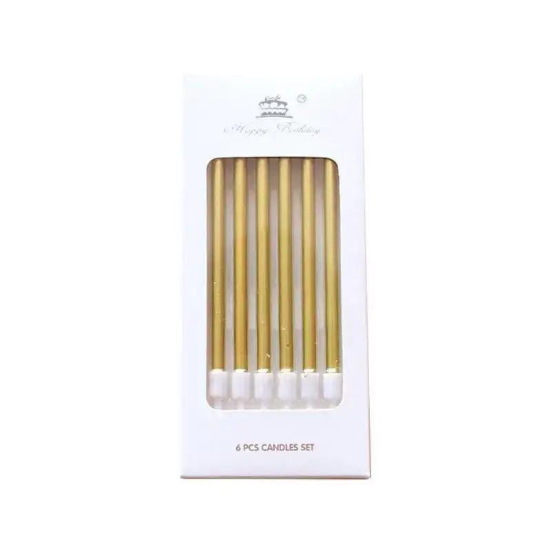 6x Metal Look Gold Candles