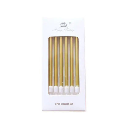 6x Metal Look Gold Candles