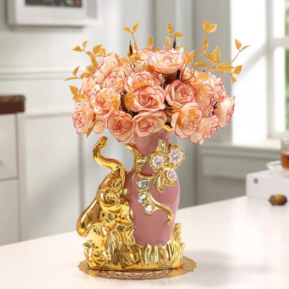 Beautiful Elephant/Swan Golden Vases