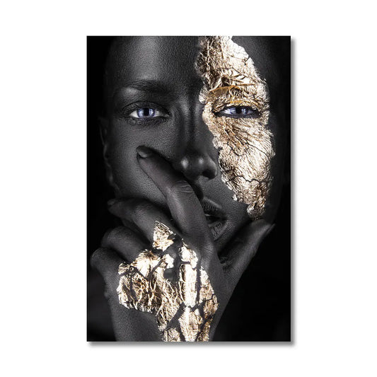 Black Gold African Woman Canvas