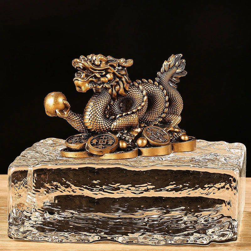 Chinese Auspicious Gold Dragon Figurine