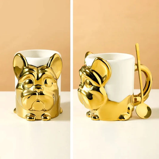 Creative Gold Dog Mug & Spoon