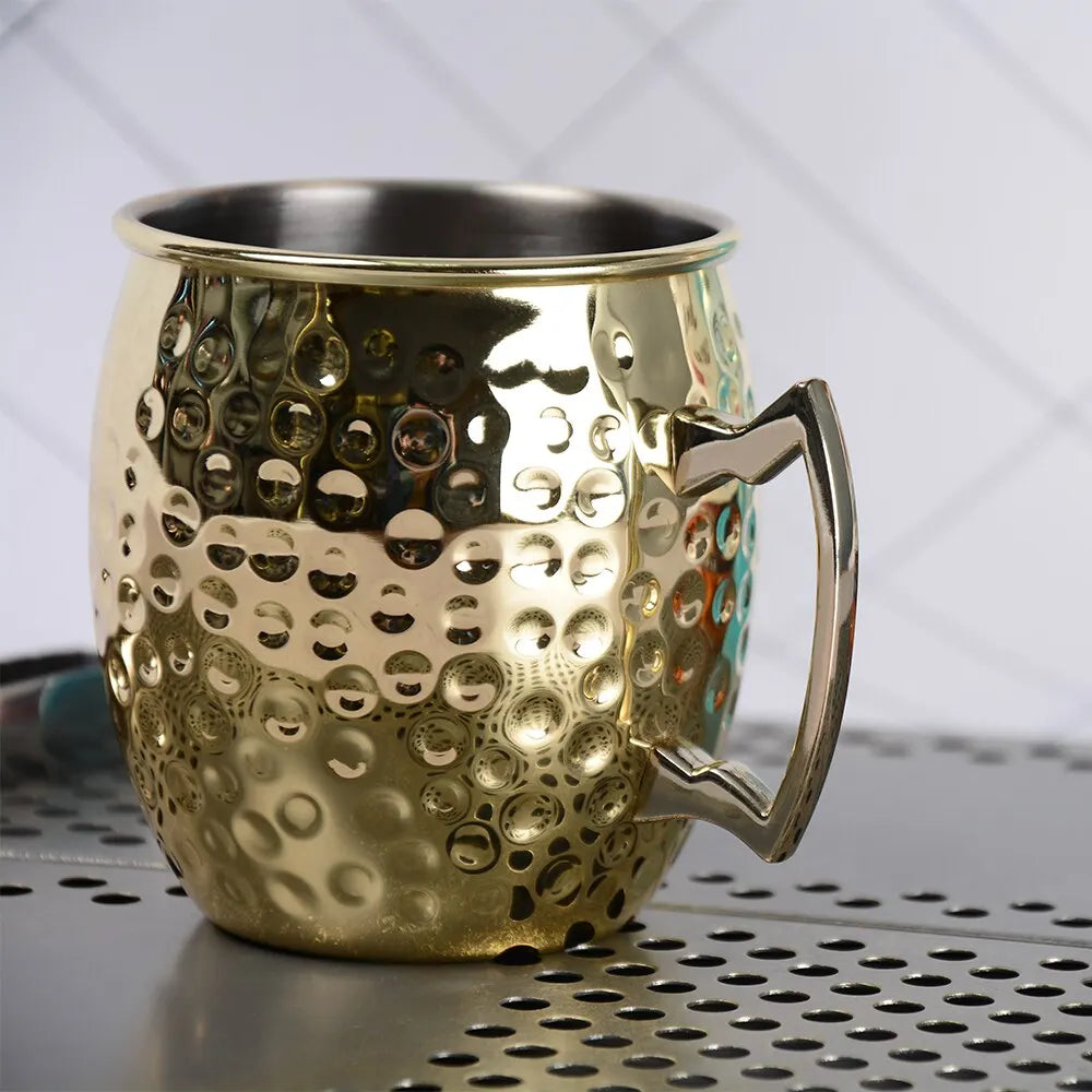 Gold Hammered Point Cocktail Mug