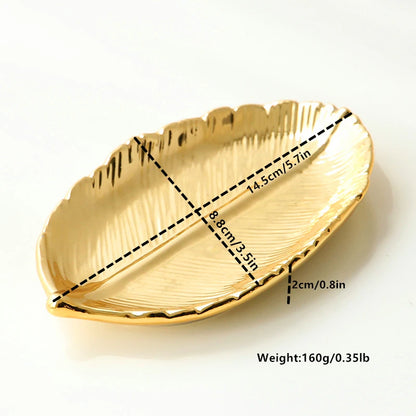 Gold Leaf Ceramic Plate Dish