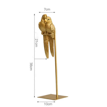 Gold Parrot Pair On Branch Ornament