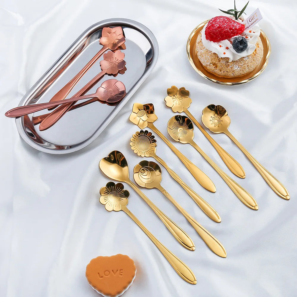 Golden Flower Spoon Set