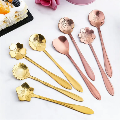 Golden Flower Spoon Set