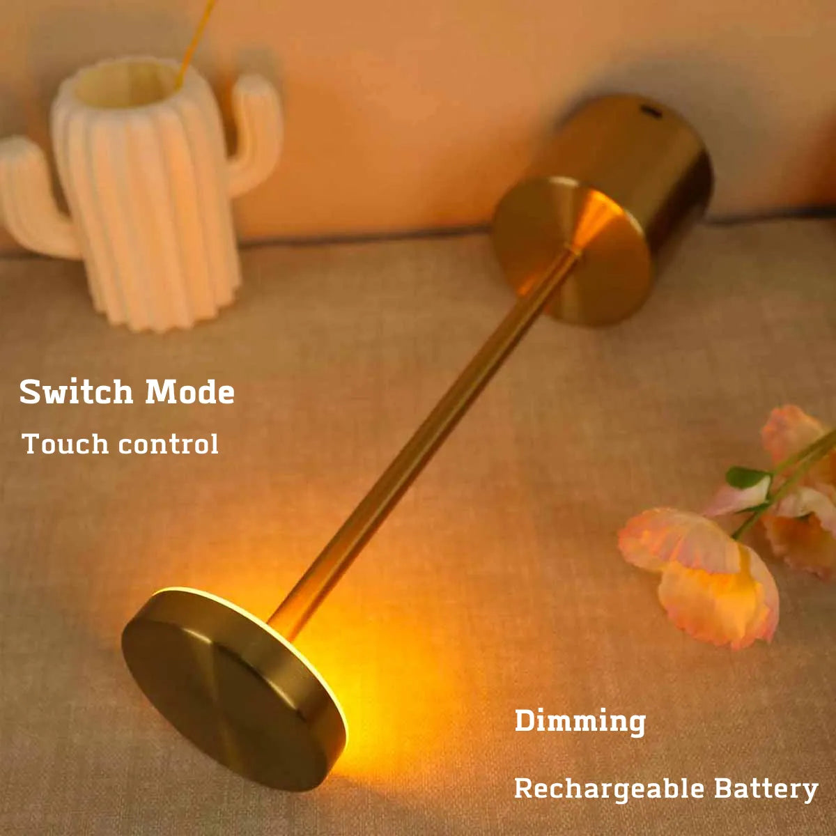LED Rechargeable Touch Gold Table Lamp