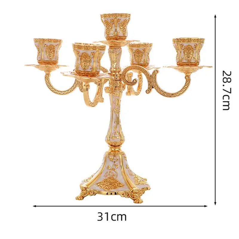 Luxury Gold 5 Arm Candle Holder
