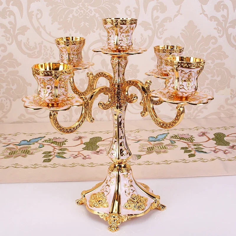 Luxury Gold 5 Arm Candle Holder