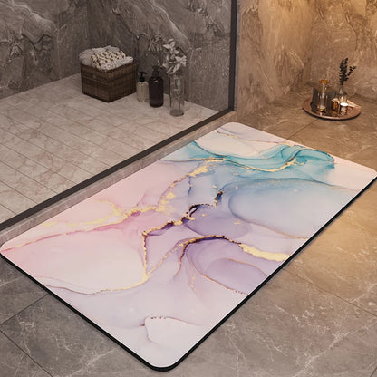 Marble Paint Splash Design Bathroom Mats