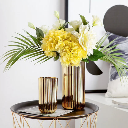 Modern Corrugated Gold Vase