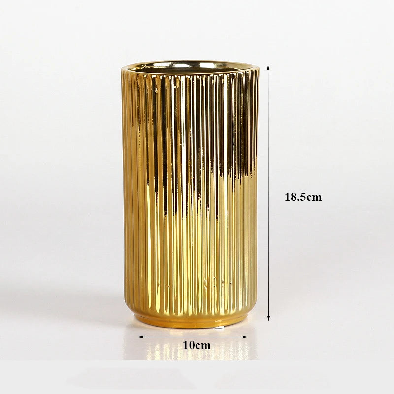 Modern Corrugated Gold Vase