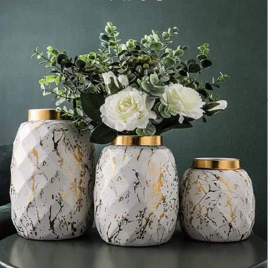 Modern Gold Edged Marble Vase