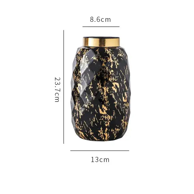 Modern Gold Edged Marble Vase
