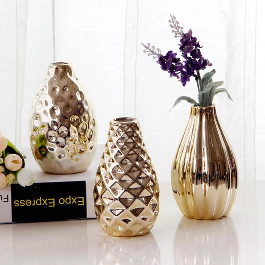 Oval Gold Flower Vase