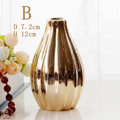 Oval Gold Flower Vase