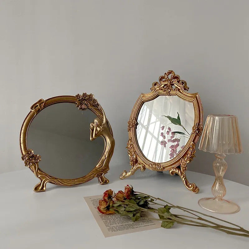 Princess Style Carved Gold Mirror